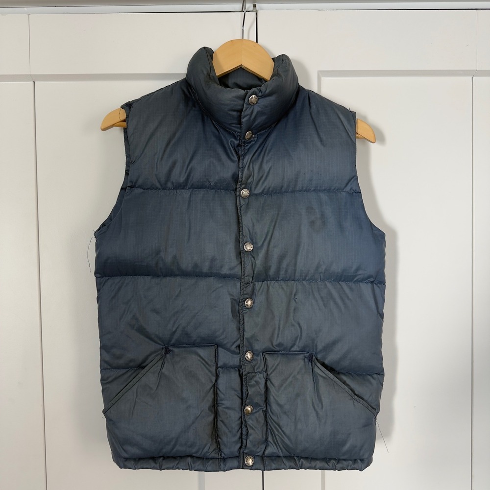 Vintage 90s Mens XS The North Face Puffer Vest Blue Ripstop Down Brown Label